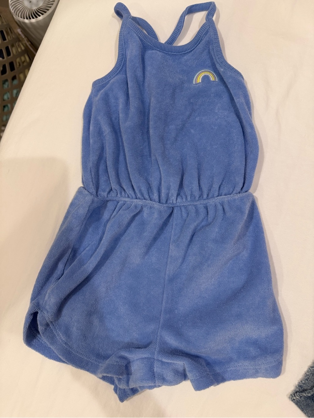 GAP Blue Terry Kids Romper with Rainbow Embroider